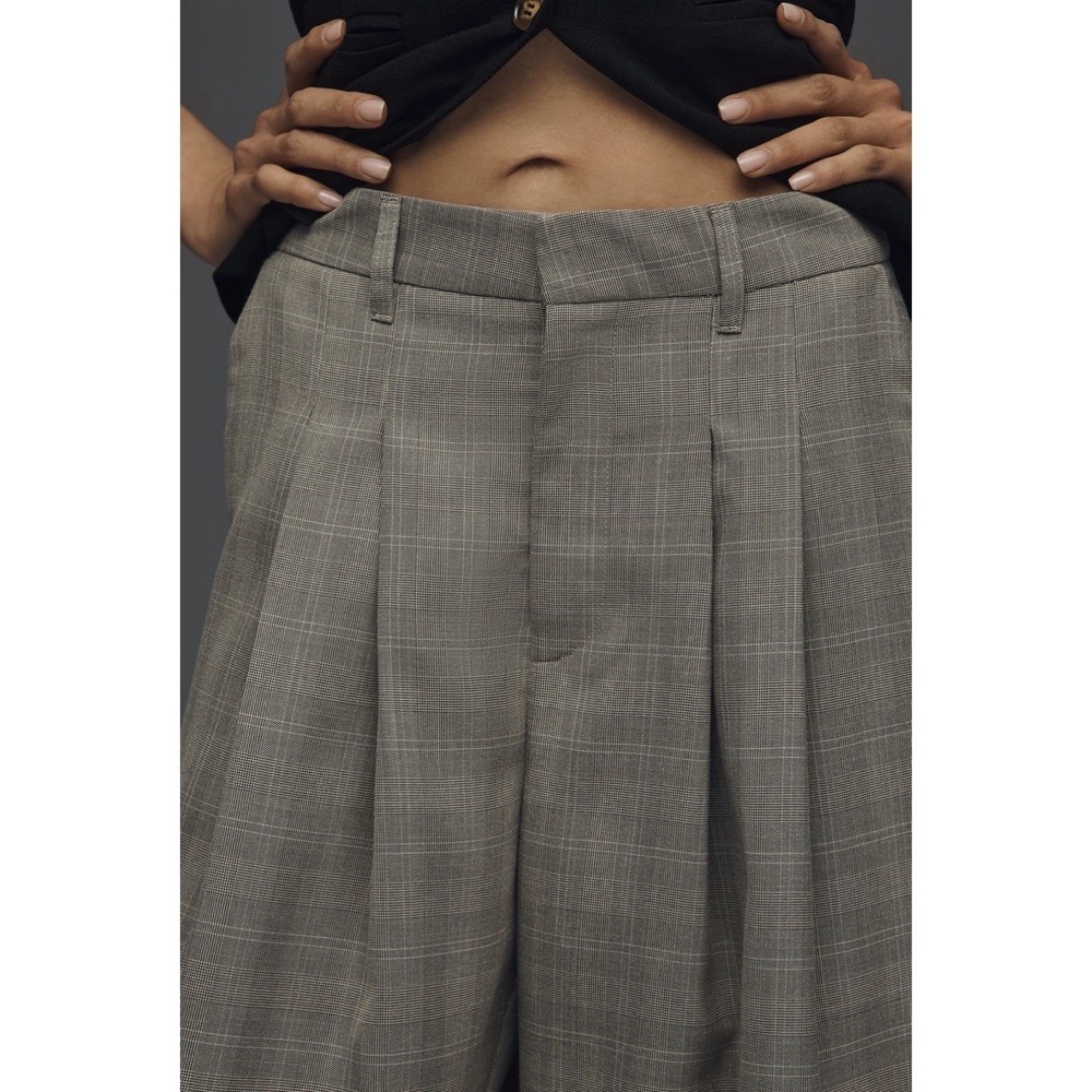 NWT Avery Menswear Trousers Maeve Plaid Grey XS Classic Preppy Career Wide Leg - Picture 3 of 13